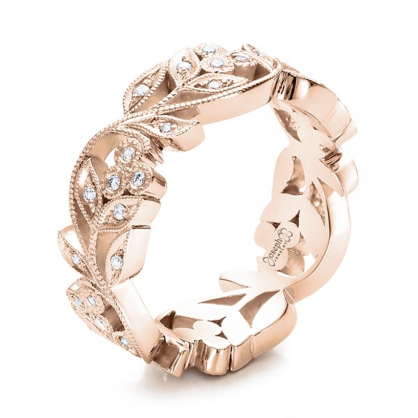 14k Rose Gold 14k Rose Gold Custom Organic Diamond Eternity Band - Three-Quarter View - 101470