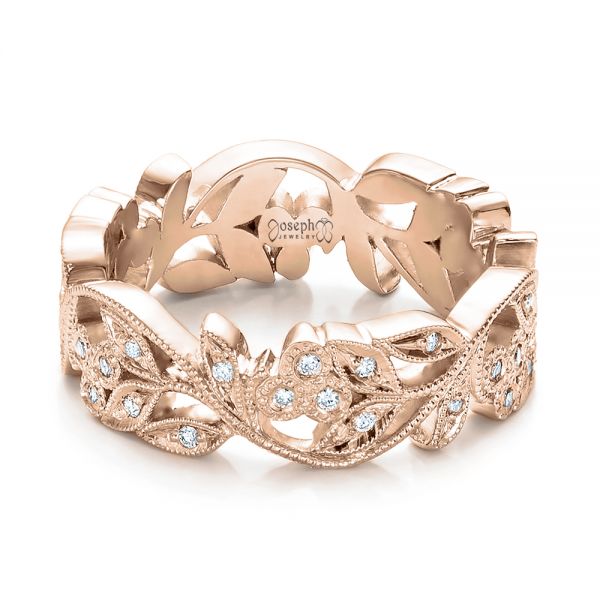 14k Rose Gold 14k Rose Gold Custom Organic Diamond Eternity Band - Flat View - 101470