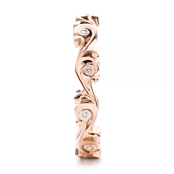 14k Rose Gold Custom Organic Diamond Eternity Band - Side View -  101221