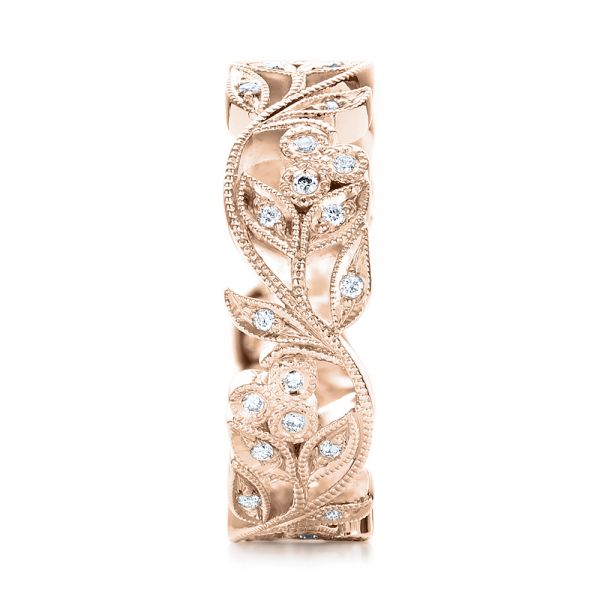 14k Rose Gold 14k Rose Gold Custom Organic Diamond Eternity Band - Side View - 101470