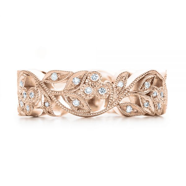 14k Rose Gold 14k Rose Gold Custom Organic Diamond Eternity Band - Top View - 101470