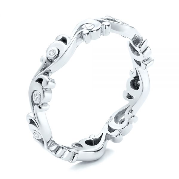 14k White Gold 14k White Gold Custom Organic Diamond Eternity Band - Three-Quarter View - 101221