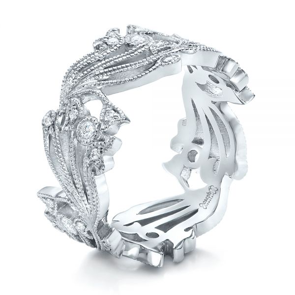 Platinum Custom Organic Diamond Eternity Band - Three-Quarter View - 102159