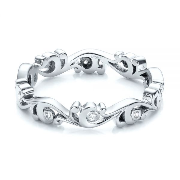 14k White Gold 14k White Gold Custom Organic Diamond Eternity Band - Flat View - 101221