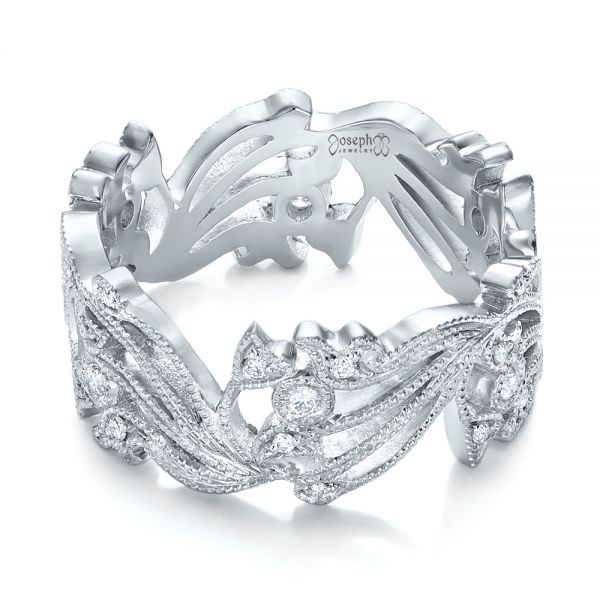 Platinum Custom Organic Diamond Eternity Band - Flat View - 102159