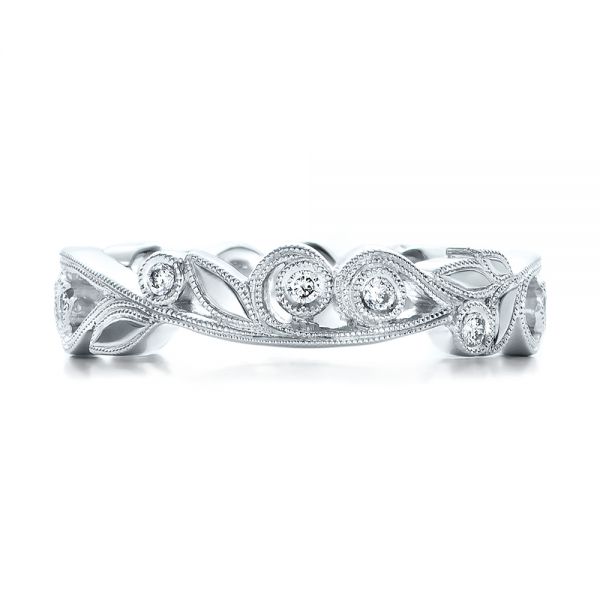 14k White Gold Custom Organic Diamond Eternity Band - Top View -  100843