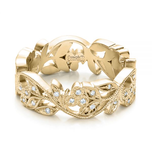 18k Yellow Gold 18k Yellow Gold Custom Organic Diamond Eternity Band - Flat View - 101470