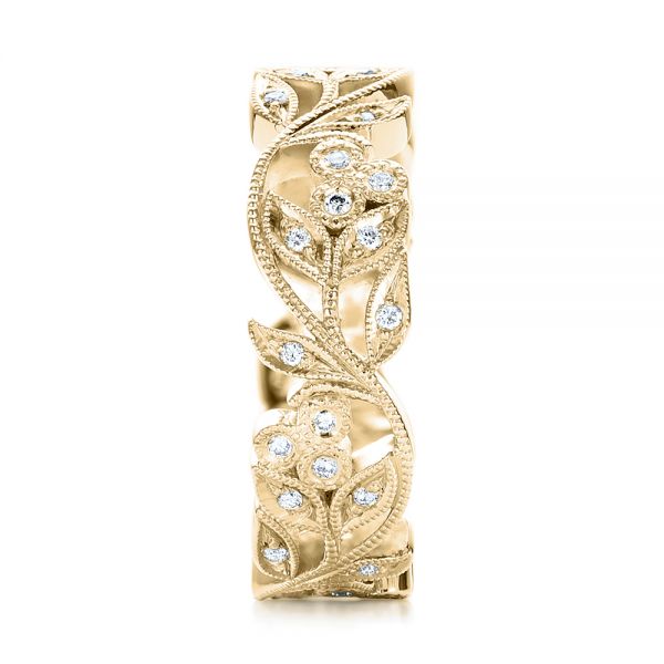 18k Yellow Gold 18k Yellow Gold Custom Organic Diamond Eternity Band - Side View - 101470