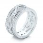 18k White Gold Custom Organic Diamond Wedding Ring - Three-Quarter View -  102164 - Thumbnail