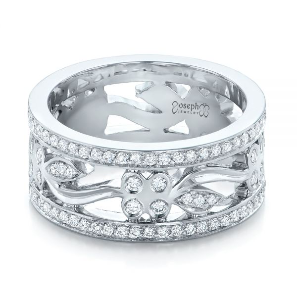  Platinum Platinum Custom Organic Diamond Wedding Ring - Flat View -  102164