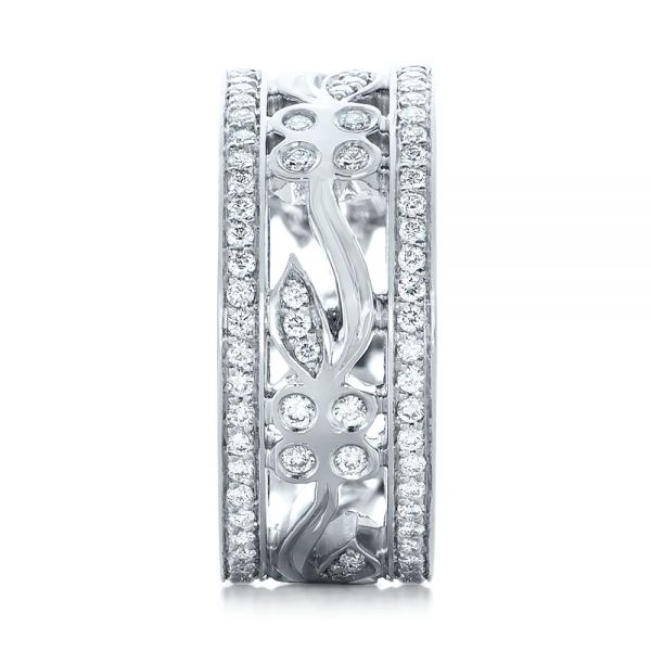 18k White Gold Custom Organic Diamond Wedding Ring - Side View -  102164