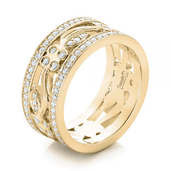 18k Yellow Gold 18k Yellow Gold Custom Organic Diamond Wedding Ring - Three-Quarter View -  102164