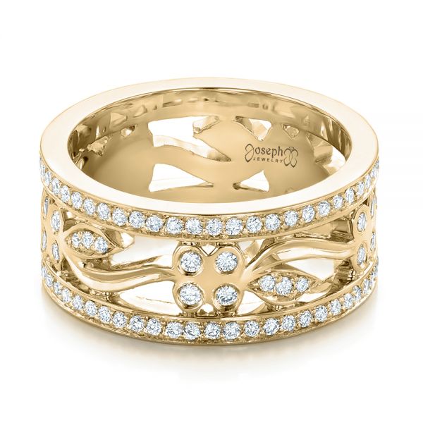 18k Yellow Gold 18k Yellow Gold Custom Organic Diamond Wedding Ring - Flat View -  102164