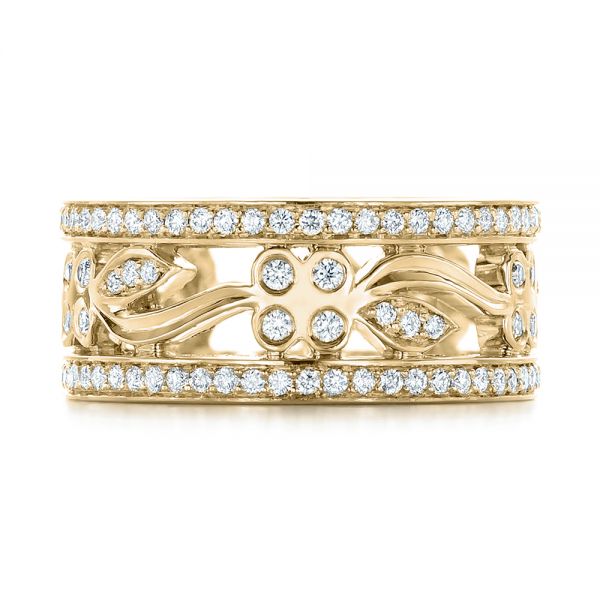 18k Yellow Gold 18k Yellow Gold Custom Organic Diamond Wedding Ring - Top View -  102164