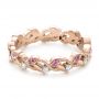 18k Rose Gold 18k Rose Gold Custom Organic Pink Sapphire And Diamond Wedding Band - Flat View -  102273 - Thumbnail