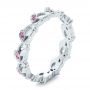 14k White Gold 14k White Gold Custom Organic Pink Sapphire And Diamond Wedding Band - Three-Quarter View -  102273 - Thumbnail