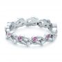 18k White Gold Custom Organic Pink Sapphire And Diamond Wedding Band - Flat View -  102273 - Thumbnail