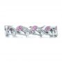 18k White Gold Custom Organic Pink Sapphire And Diamond Wedding Band - Top View -  102273 - Thumbnail