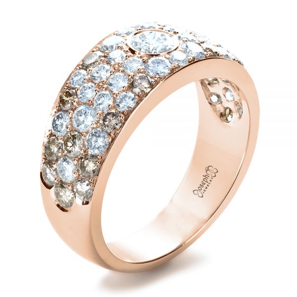 18k Rose Gold 18k Rose Gold Custom Pave Diamond Ring - Three-Quarter View -  1171