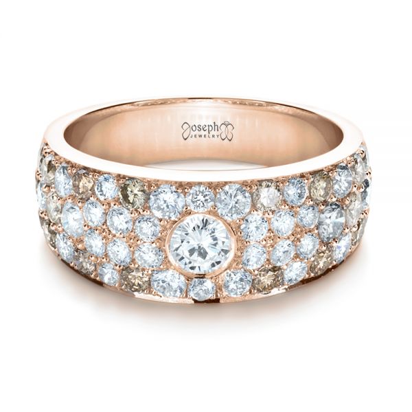 14k Rose Gold 14k Rose Gold Custom Pave Diamond Ring - Flat View - 1171