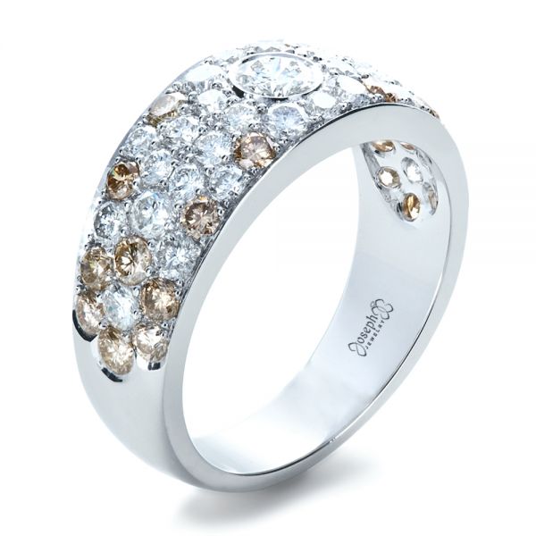 18k White Gold Custom Pave Diamond Ring - Three-Quarter View -  1171