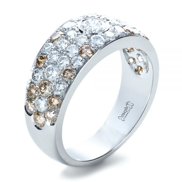 14k White Gold 14k White Gold Custom Pave Diamond Ring - Three-Quarter View -  1171