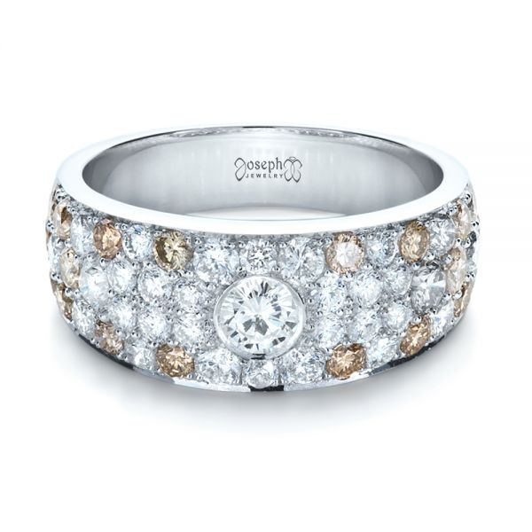 18k White Gold Custom Pave Diamond Ring - Flat View - 1171