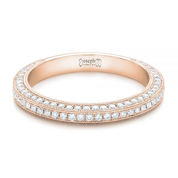 18k Rose Gold 18k Rose Gold Custom Pave Diamond Wedding Band - Flat View - 102455