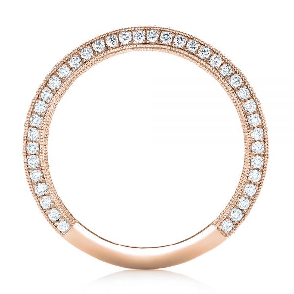 14k Rose Gold 14k Rose Gold Custom Pave Diamond Wedding Band - Front View -  102455