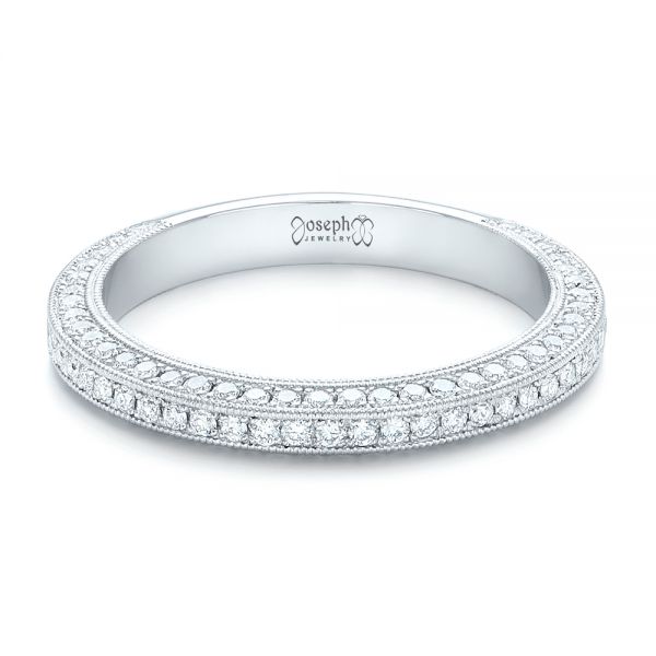  Platinum Custom Pave Diamond Wedding Band - Flat View -  102455