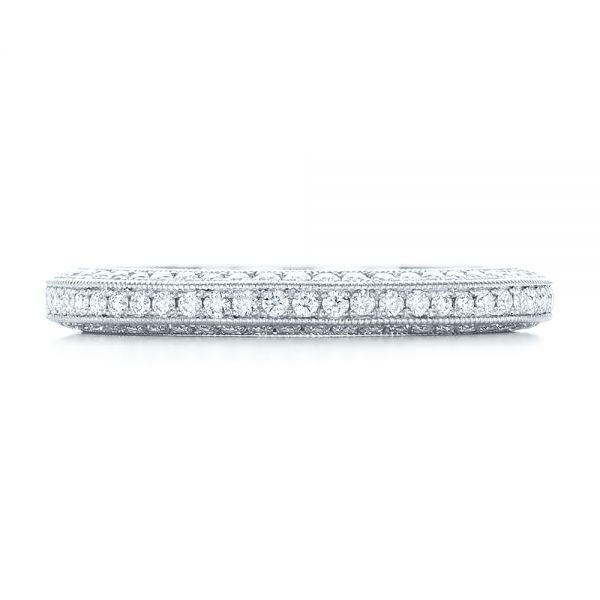 18k White Gold 18k White Gold Custom Pave Diamond Wedding Band - Top View -  102455