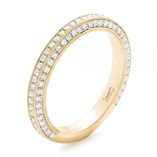 14k Yellow Gold 14k Yellow Gold Custom Pave Diamond Wedding Band - Three-Quarter View -  102455