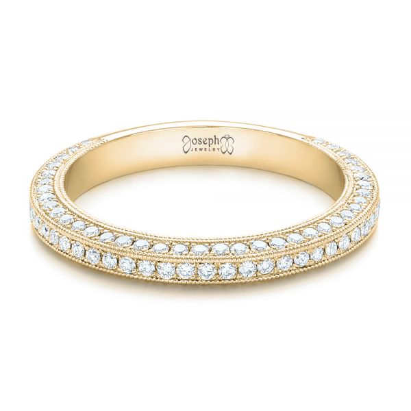 18k Yellow Gold 18k Yellow Gold Custom Pave Diamond Wedding Band - Flat View - 102455