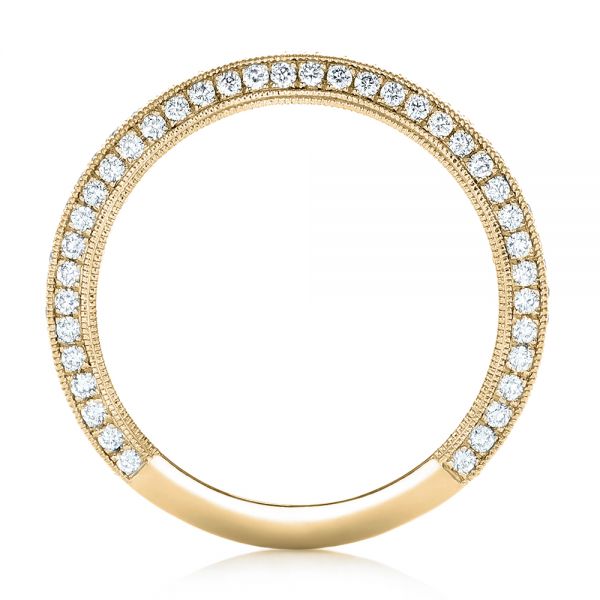 18k Yellow Gold 18k Yellow Gold Custom Pave Diamond Wedding Band - Front View - 102455