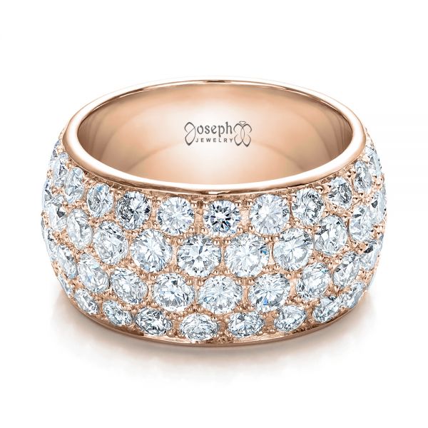 14k Rose Gold 14k Rose Gold Custom Pave Diamond Wedding Ring - Flat View - 100875