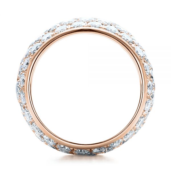 18k Rose Gold 18k Rose Gold Custom Pave Diamond Wedding Ring - Front View -  100875