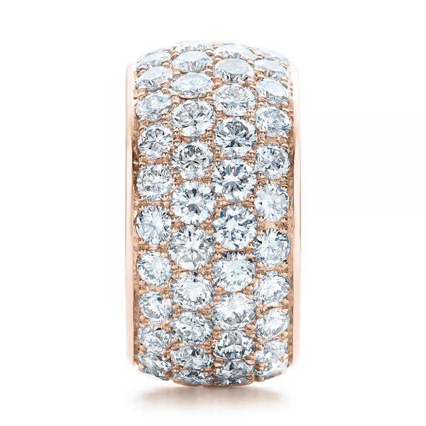 18k Rose Gold 18k Rose Gold Custom Pave Diamond Wedding Ring - Side View -  100875
