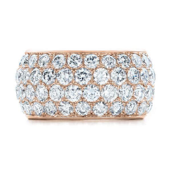 18k Rose Gold 18k Rose Gold Custom Pave Diamond Wedding Ring - Top View -  100875