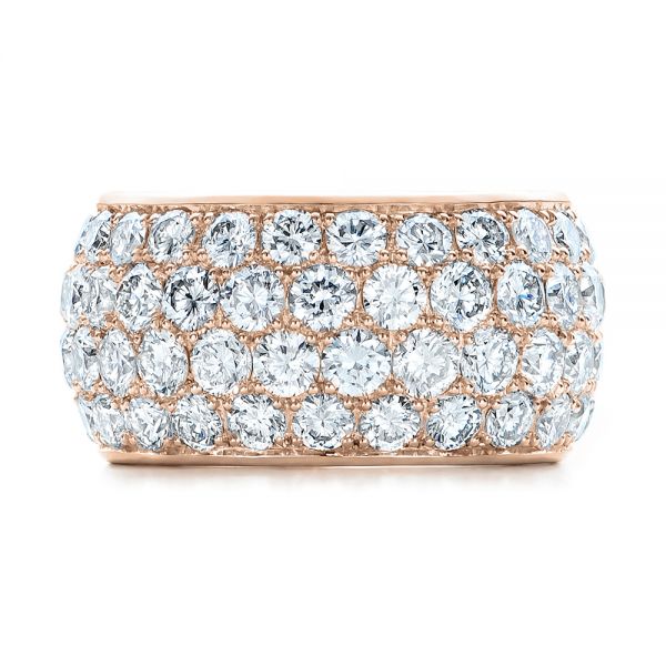 14k Rose Gold 14k Rose Gold Custom Pave Diamond Wedding Ring - Top View - 100875