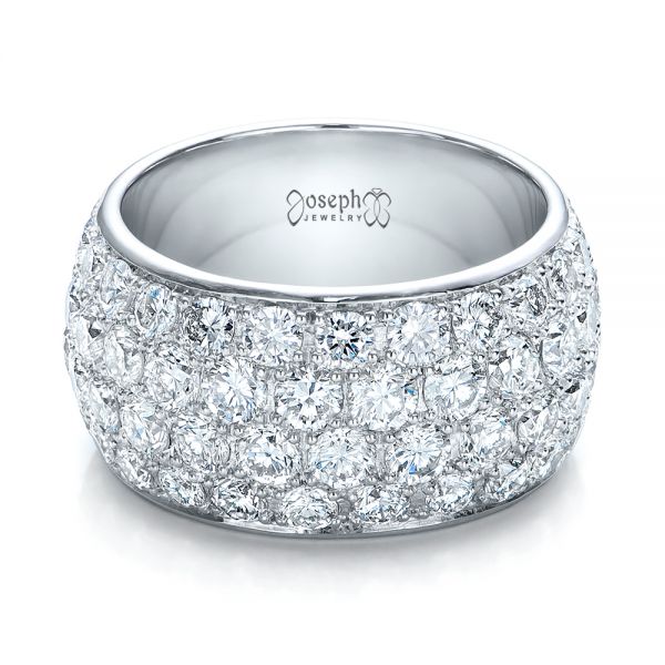  Platinum Custom Pave Diamond Wedding Ring - Flat View -  100875