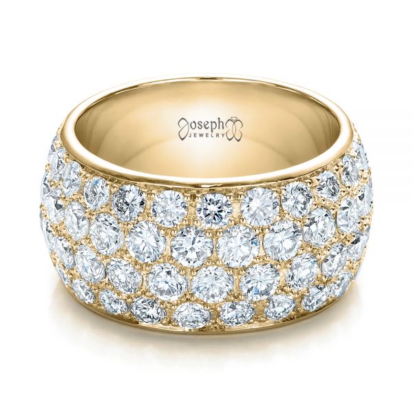 18k Yellow Gold 18k Yellow Gold Custom Pave Diamond Wedding Ring - Flat View - 100875