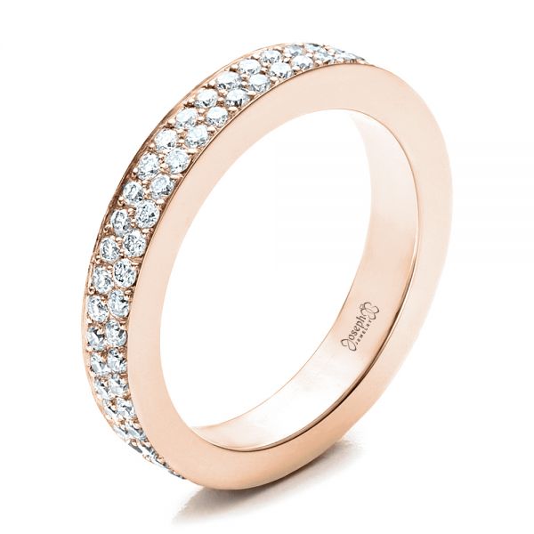 18k Rose Gold 18k Rose Gold Custom Pave Eternity Band - Three-Quarter View -  1470