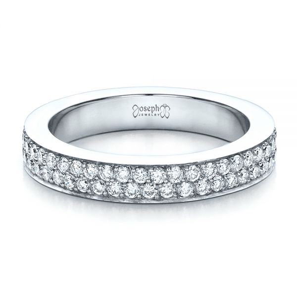 14k White Gold 14k White Gold Custom Pave Eternity Band - Flat View -  1470