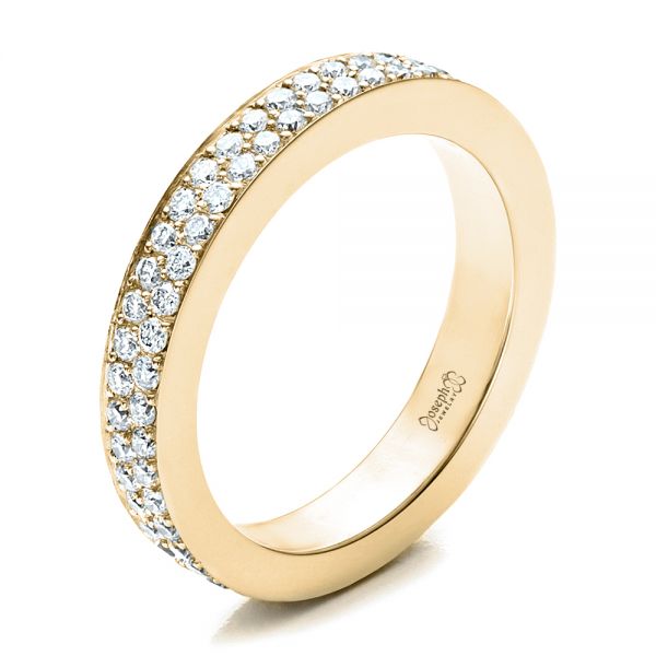 18k Yellow Gold 18k Yellow Gold Custom Pave Eternity Band - Three-Quarter View -  1470