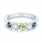 Custom Peridot Blue Sapphire And Diamond Anniversary Band - Flat View -  102602 - Thumbnail