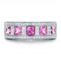 18k White Gold Custom Pink Sapphire And Diamond Anniversary Band - Top View -  100552 - Thumbnail