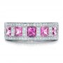 18k White Gold Custom Pink Sapphire And Diamond Anniversary Band - Top View -  100552 - Thumbnail