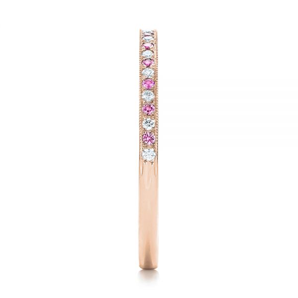 14k Rose Gold 14k Rose Gold Custom Pink Sapphire And Diamond Wedding Ring - Side View -  102171