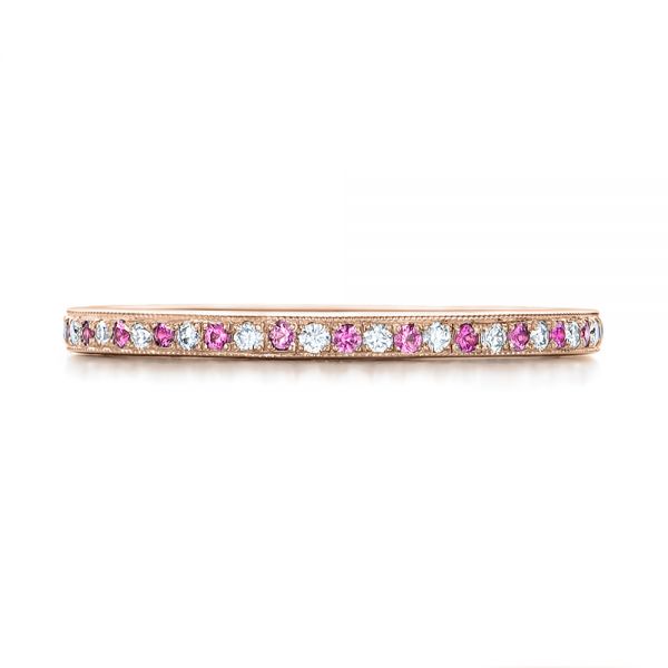 18k Rose Gold 18k Rose Gold Custom Pink Sapphire And Diamond Wedding Ring - Top View -  102171