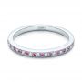 18k White Gold 18k White Gold Custom Pink Sapphire And Diamond Wedding Ring - Flat View -  102171 - Thumbnail